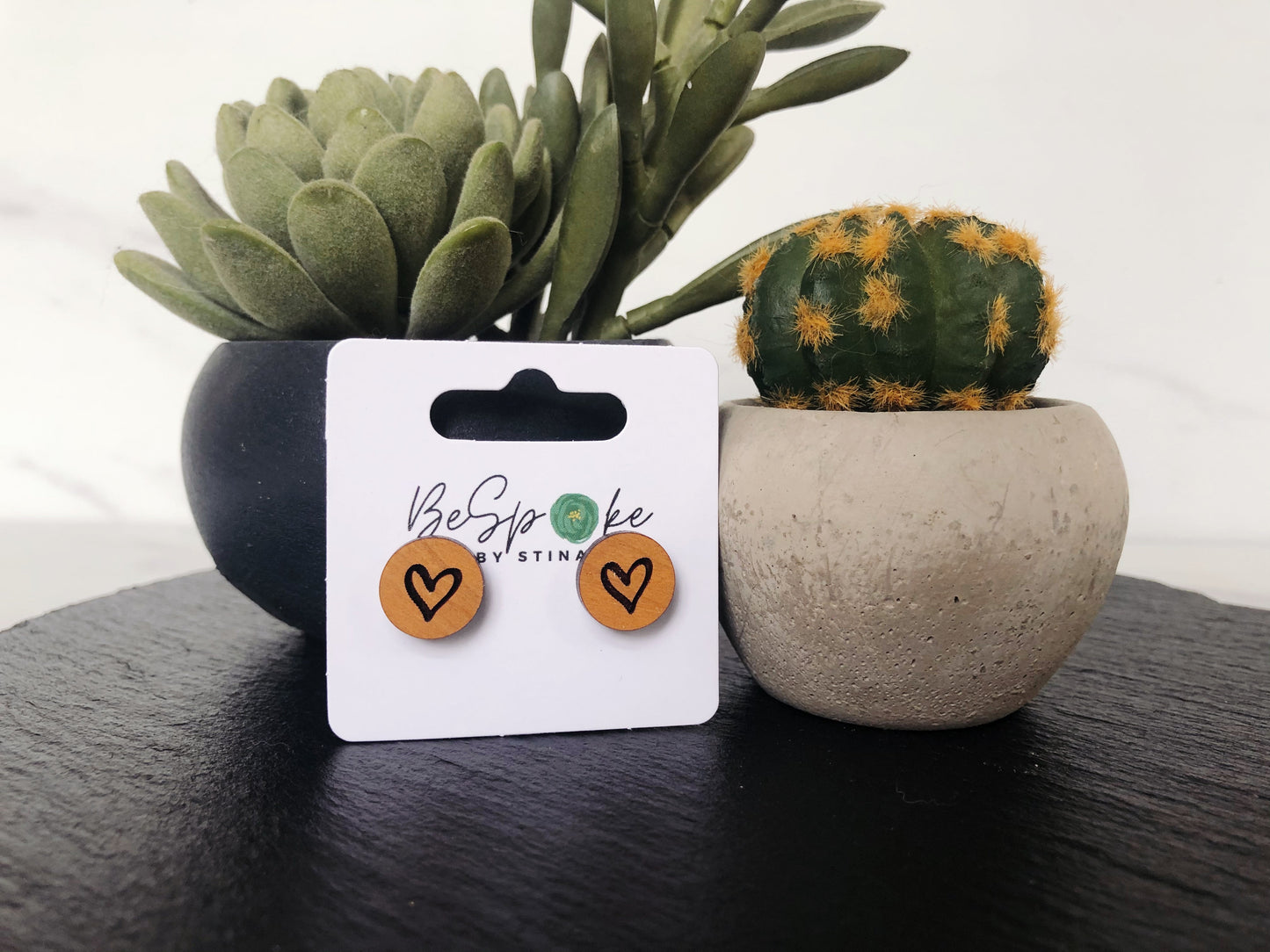 Rachel Engraved Heart Studs