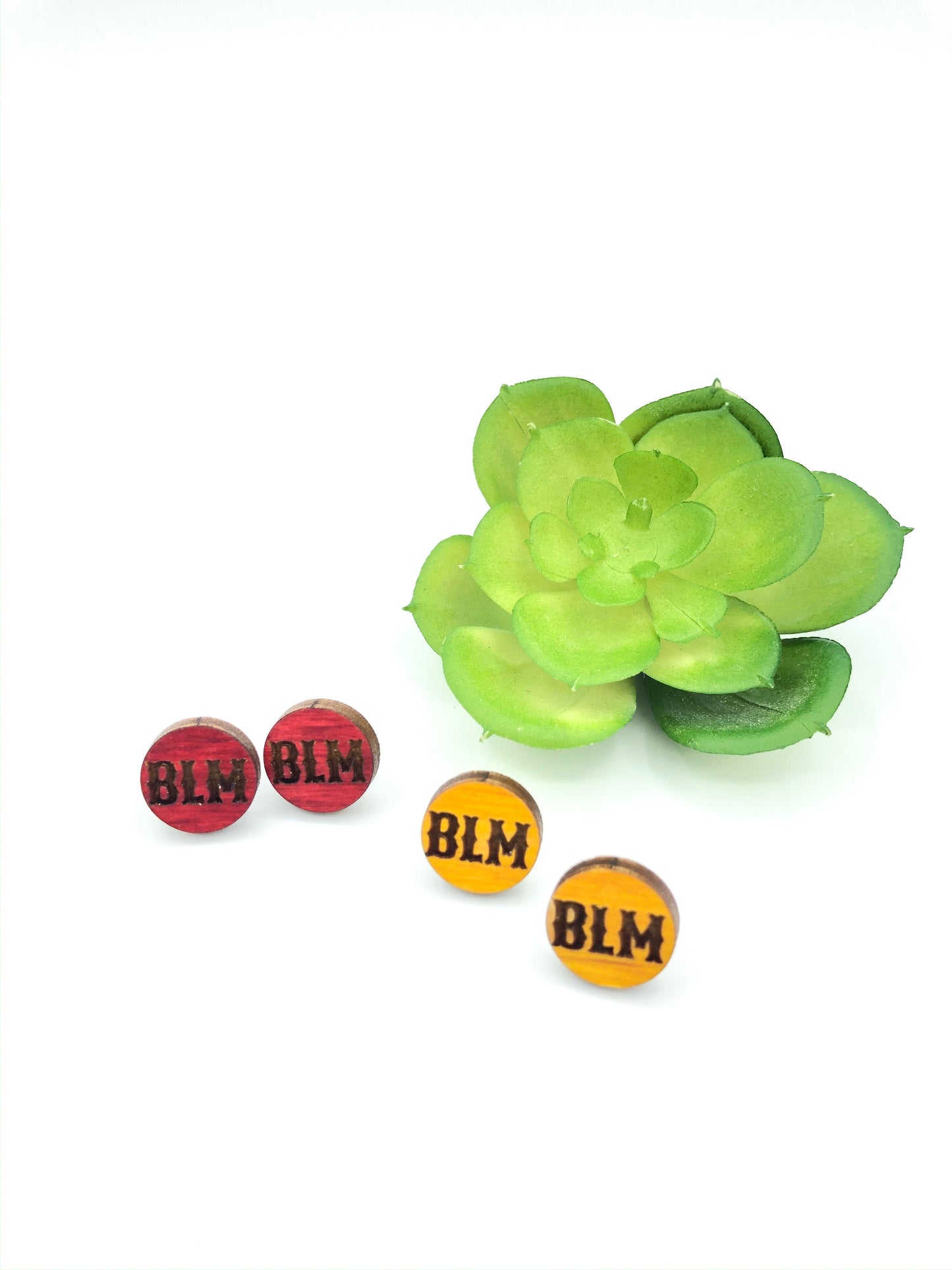 Black Lives Matter (BLM) Circle Initial Studs in Red or Canary color