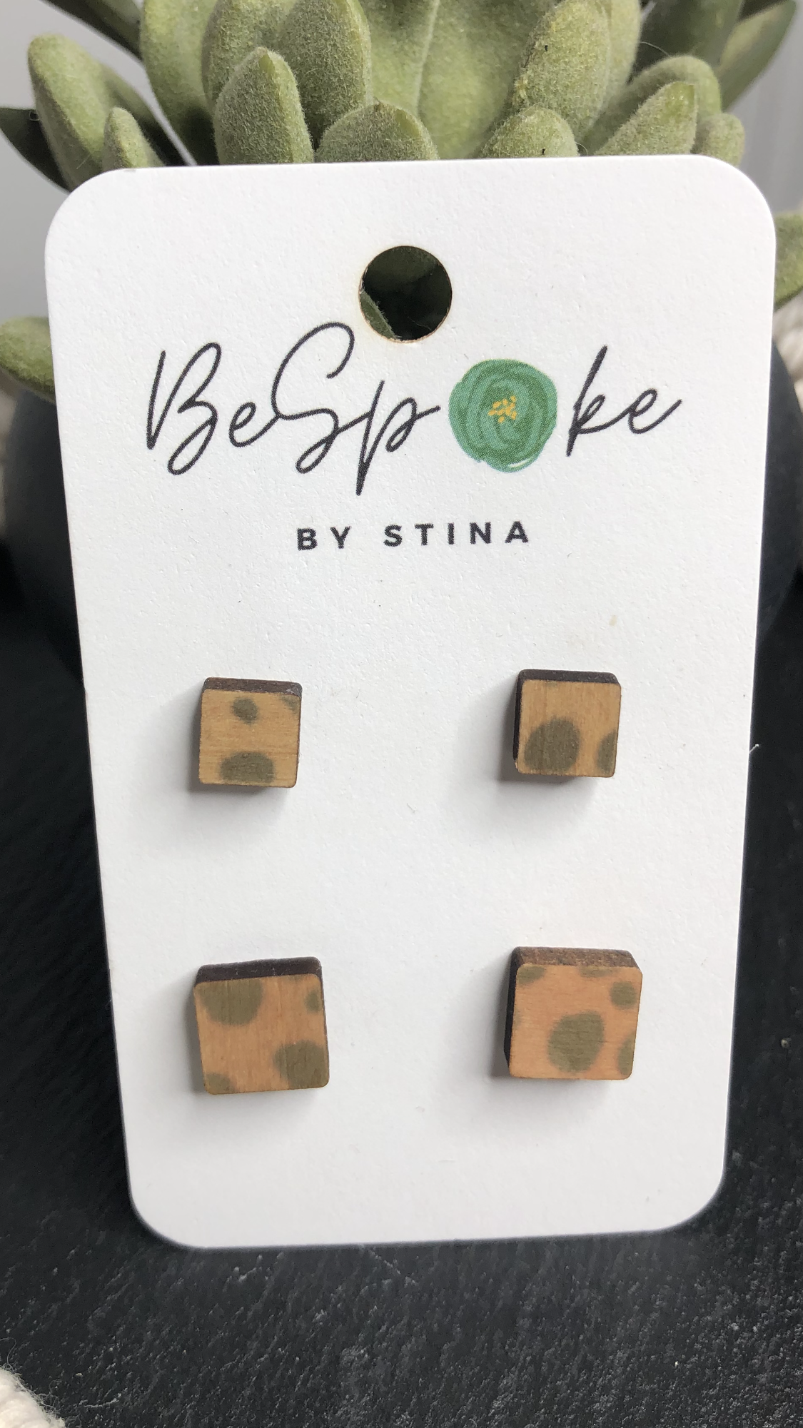 Mommy and Me Cheetah Square Studs