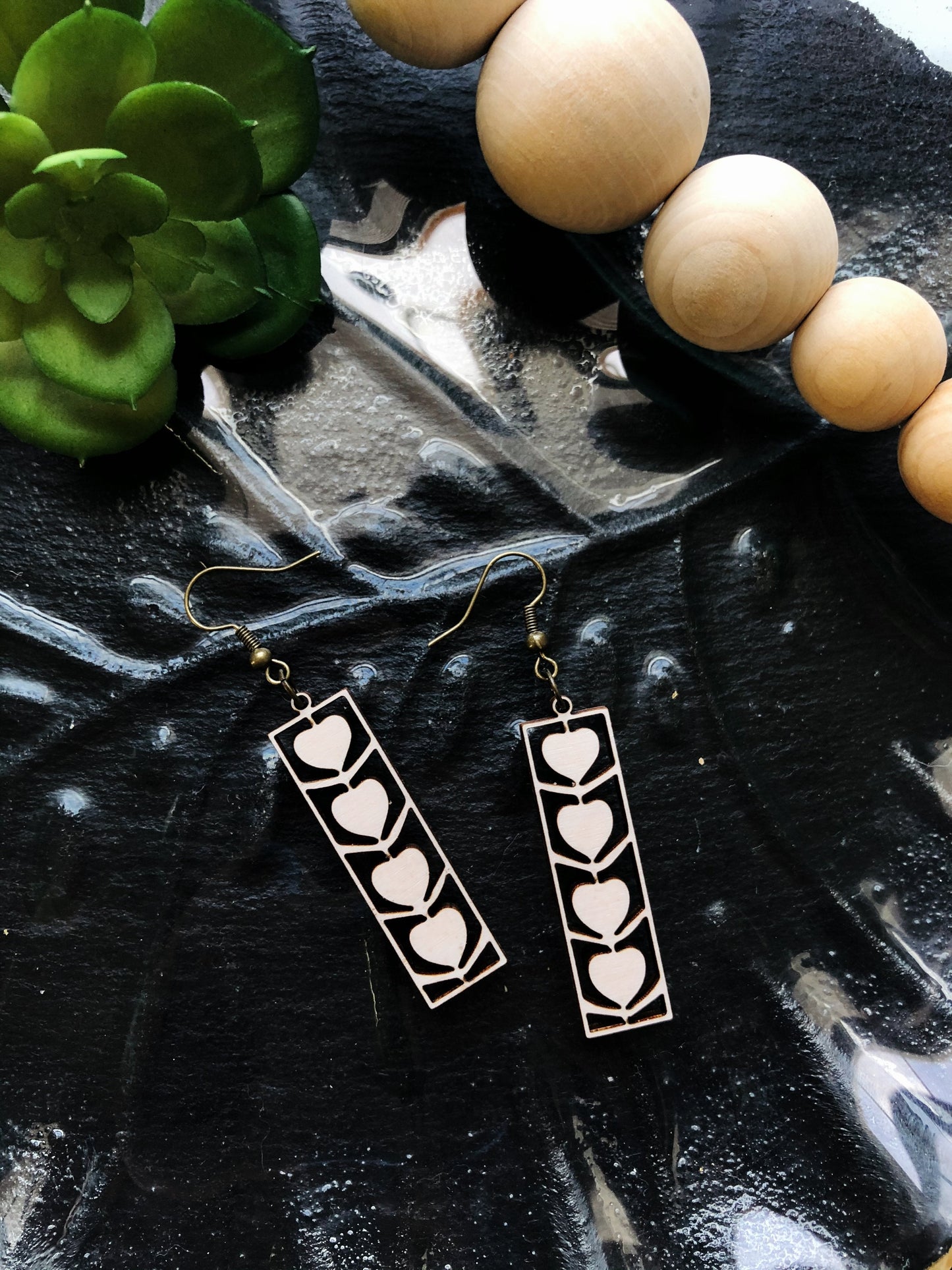 BFF Olga Hardwood Heart Earrings