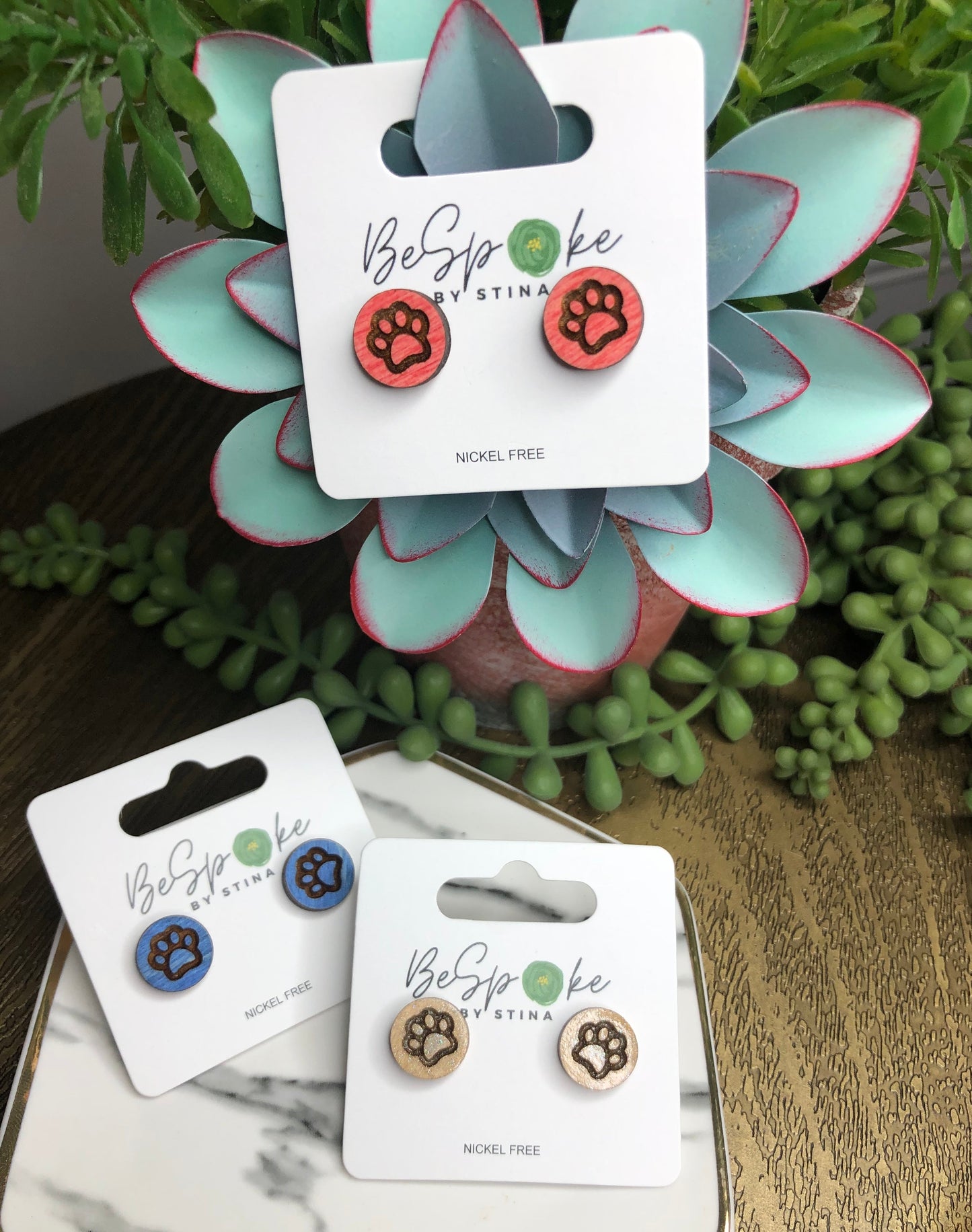 Kids Paw Print Stud Earrings