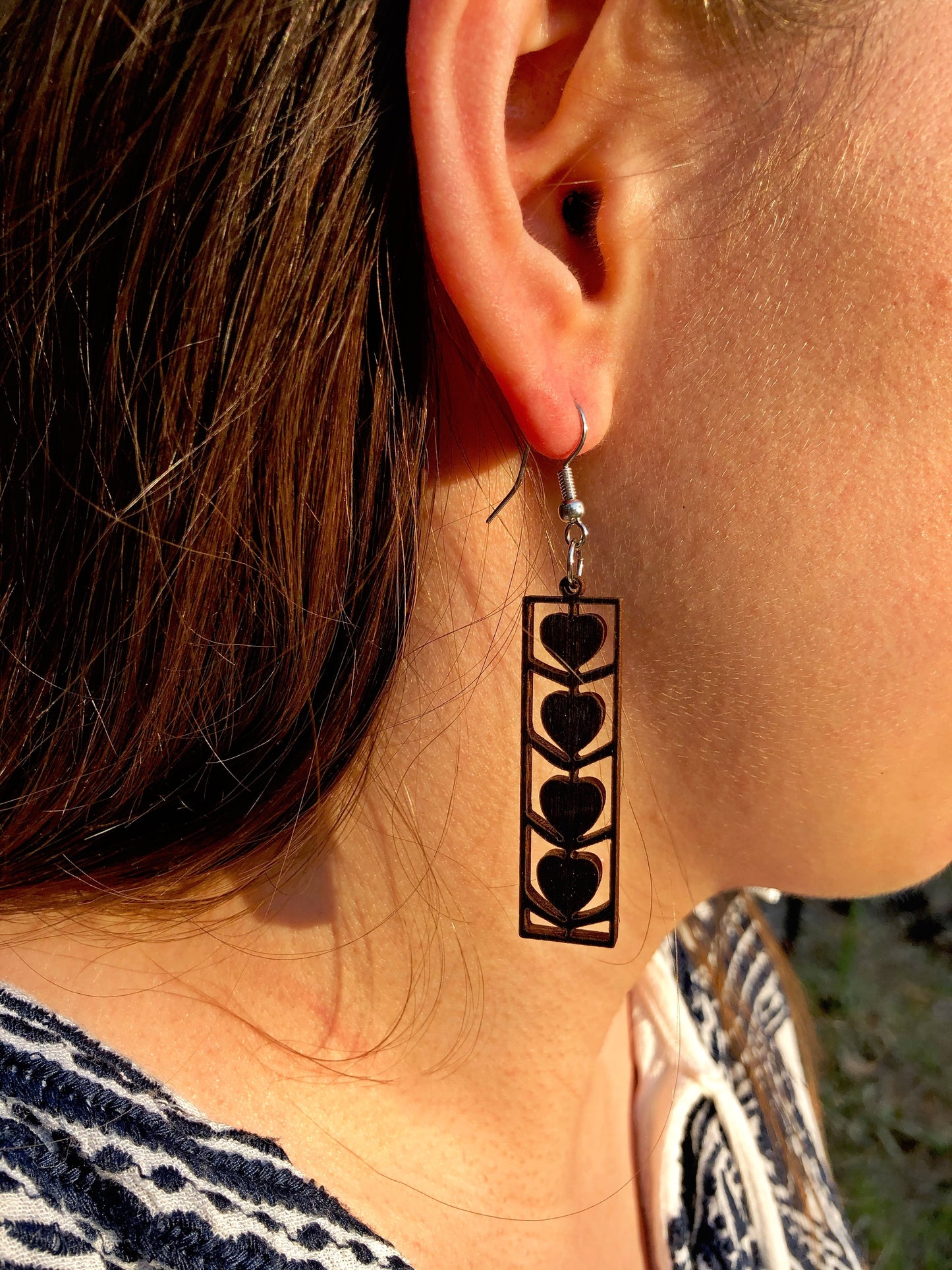 BFF Olga Hardwood Heart Earrings