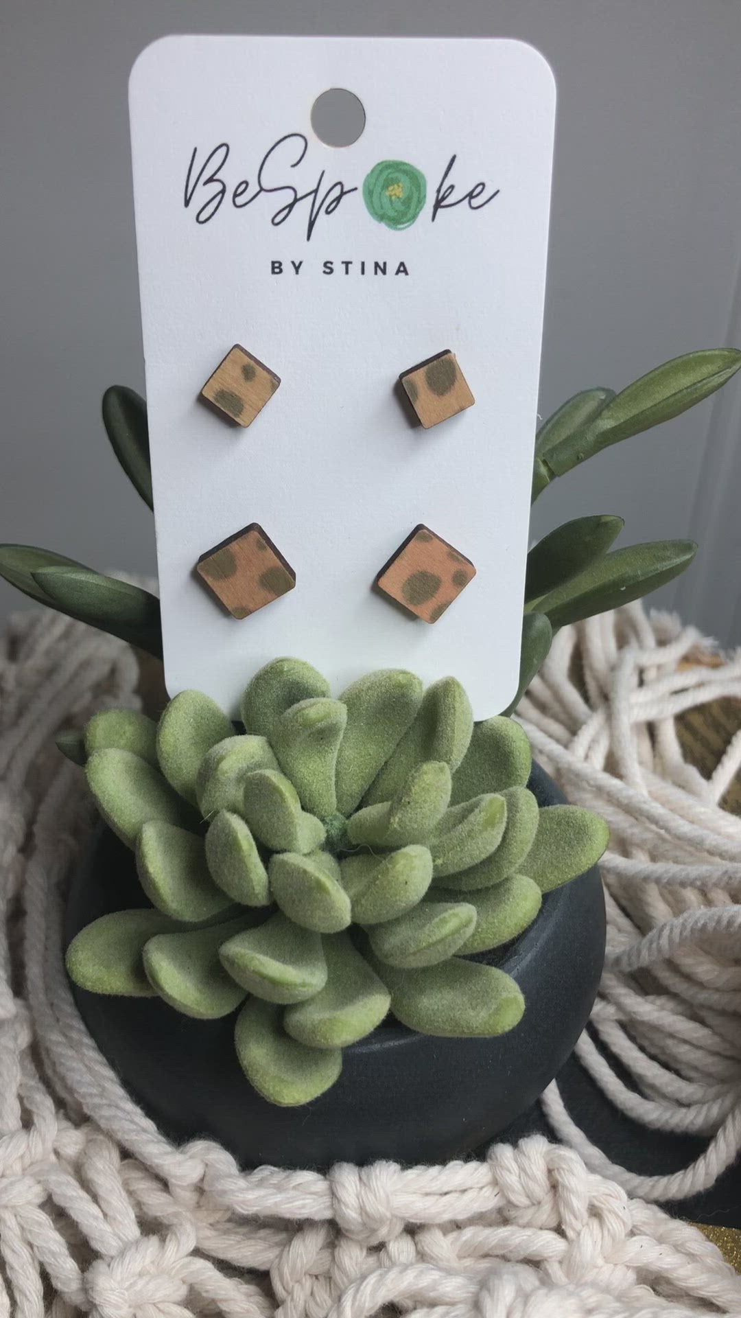 Mommy and Me Cheetah Square Studs