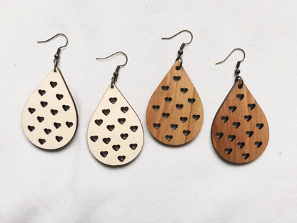 Madison Heart Drops Hardwood Earrings