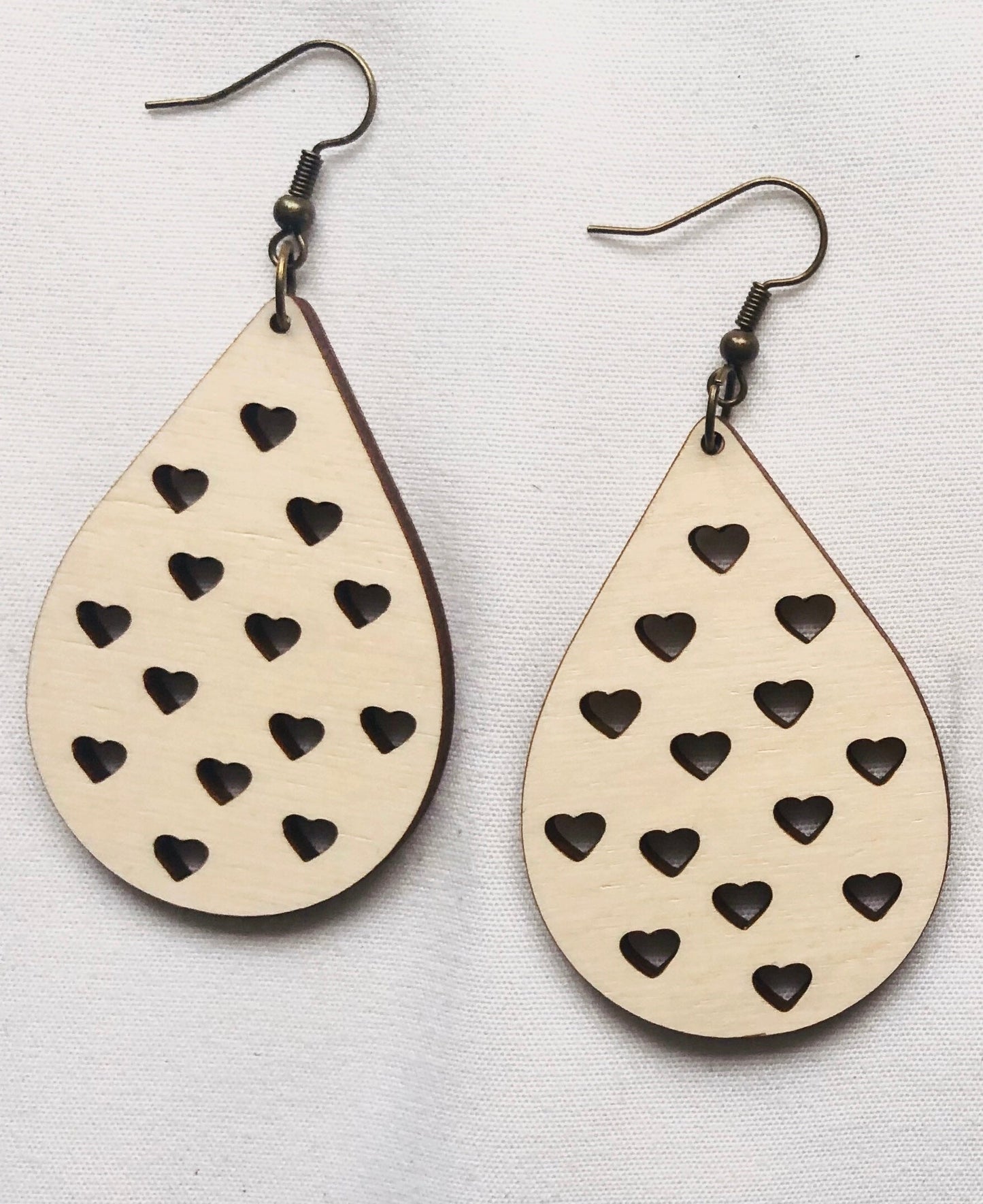 Madison Heart Drops Hardwood Earrings