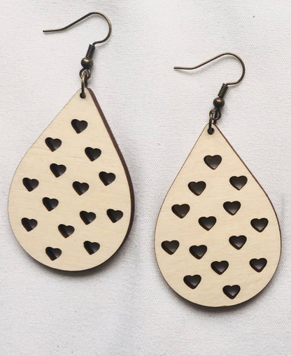 Madison Heart Drops Hardwood Earrings
