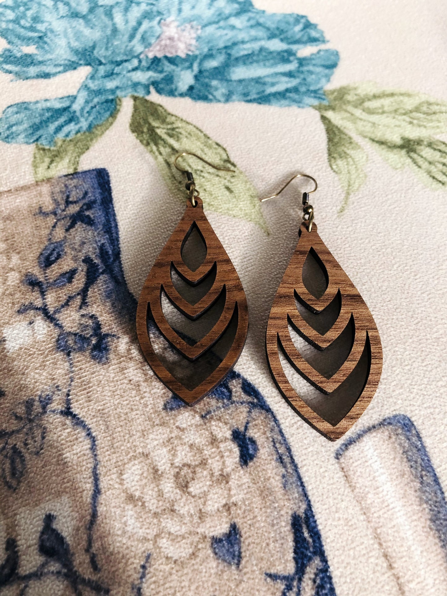 Melody Hardwood Fin Shaped Hoop Earrings
