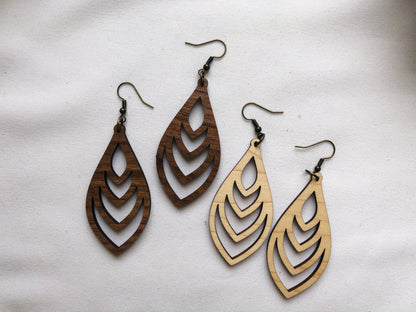 Melody Hardwood Fin Shaped Hoop Earrings