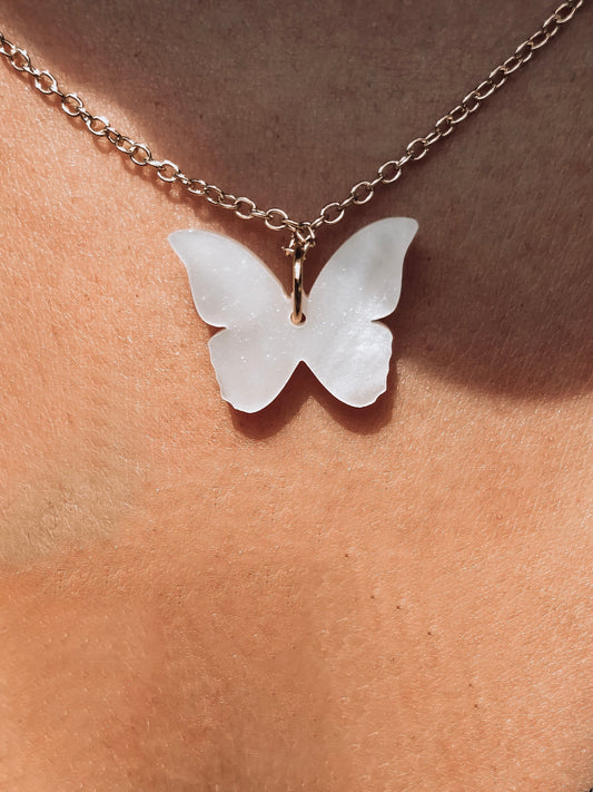 Cassandra Pearlized Butterfly Necklace