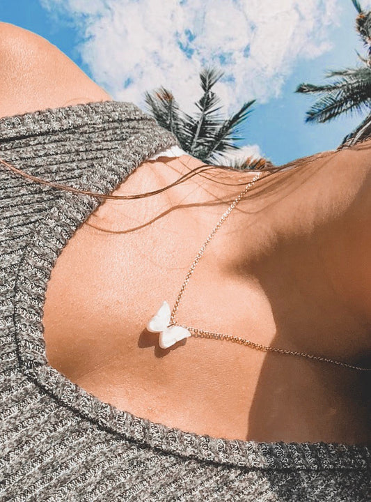 Cassandra Pearlized Butterfly Necklace