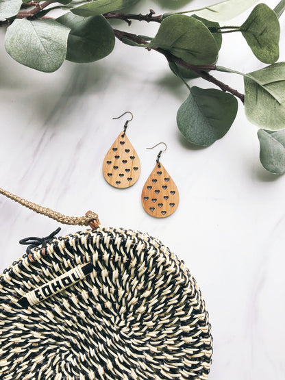 Madison Heart Drops Hardwood Earrings