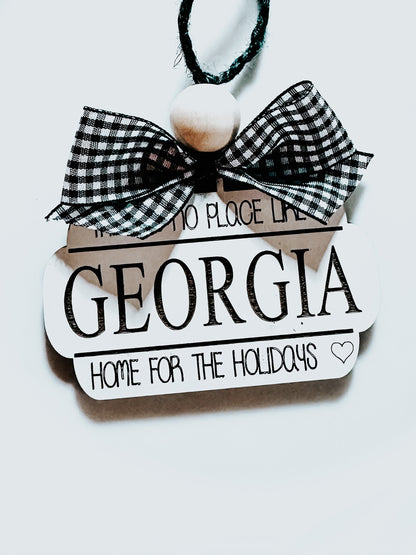 Custom State There's No Place like Home Christmas Ornament
