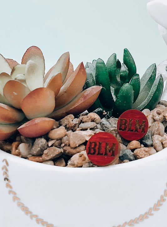 Black Lives Matter (BLM) Circle Initial Studs in Red or Canary color