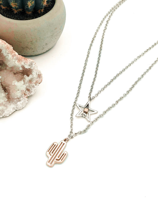 Arizona Star and Cactus Double Necklace