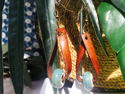 Stina Leather Hoop Earrings