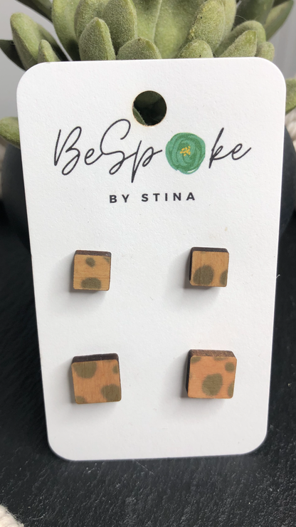 Mommy and Me Cheetah Square Studs