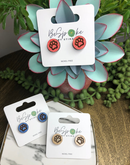 Kids Paw Print Stud Earrings