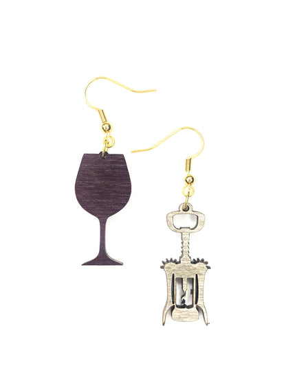 Justine Wine and Corkscrew Earrings