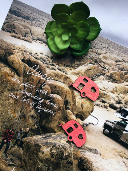 Airstream Dream Camping RV Hardwood Earrings