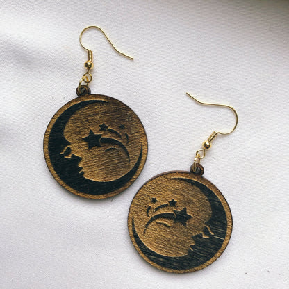 Shooting Star Moon Earrings