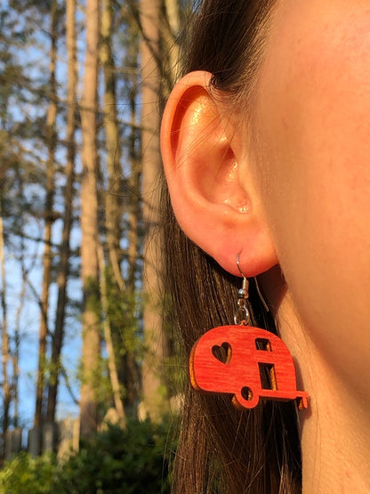 Airstream Dream Camping RV Hardwood Earrings