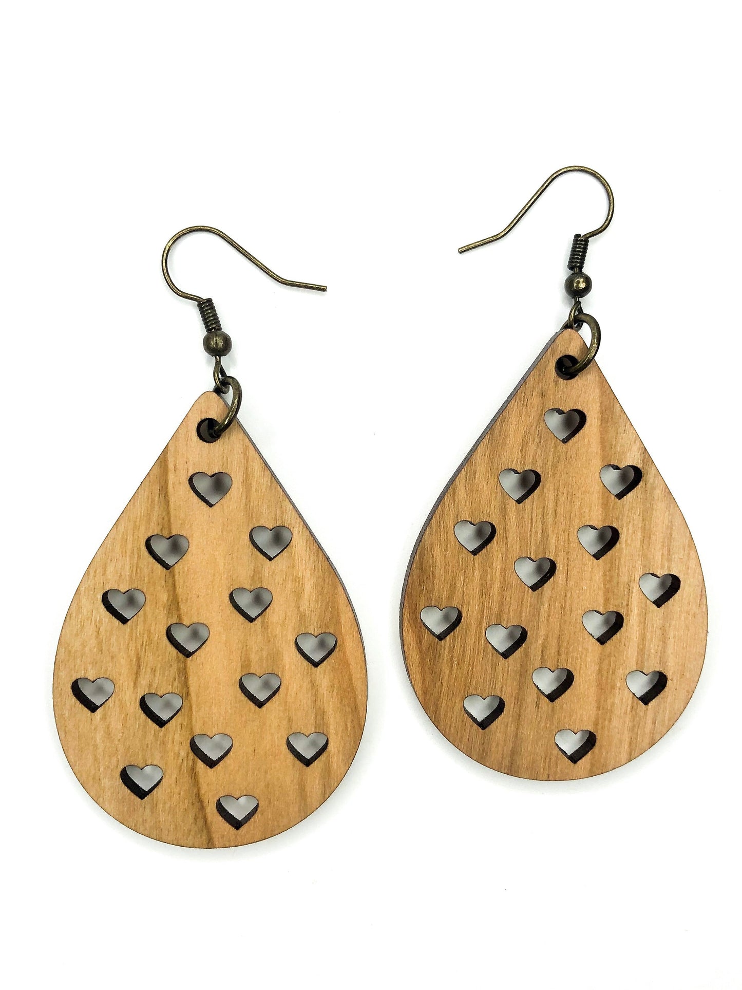 Madison Heart Drops Hardwood Earrings
