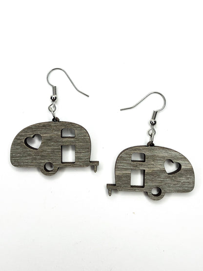 Airstream Dream Camping RV Hardwood Earrings