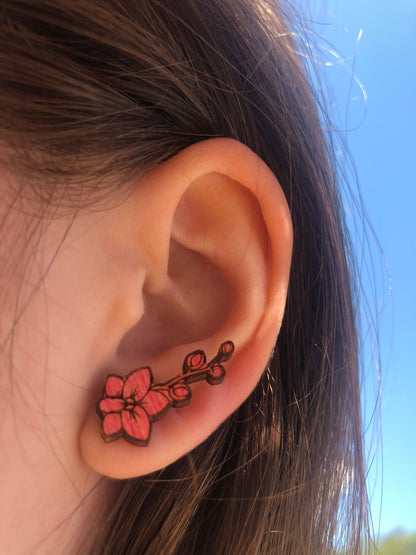 Marielle Hibiscus Flower Stud Earring Crawlers