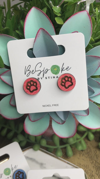 Kids Paw Print Stud Earrings