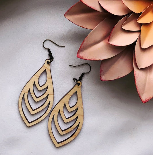 Melody Hardwood Fin Shaped Hoop Earrings