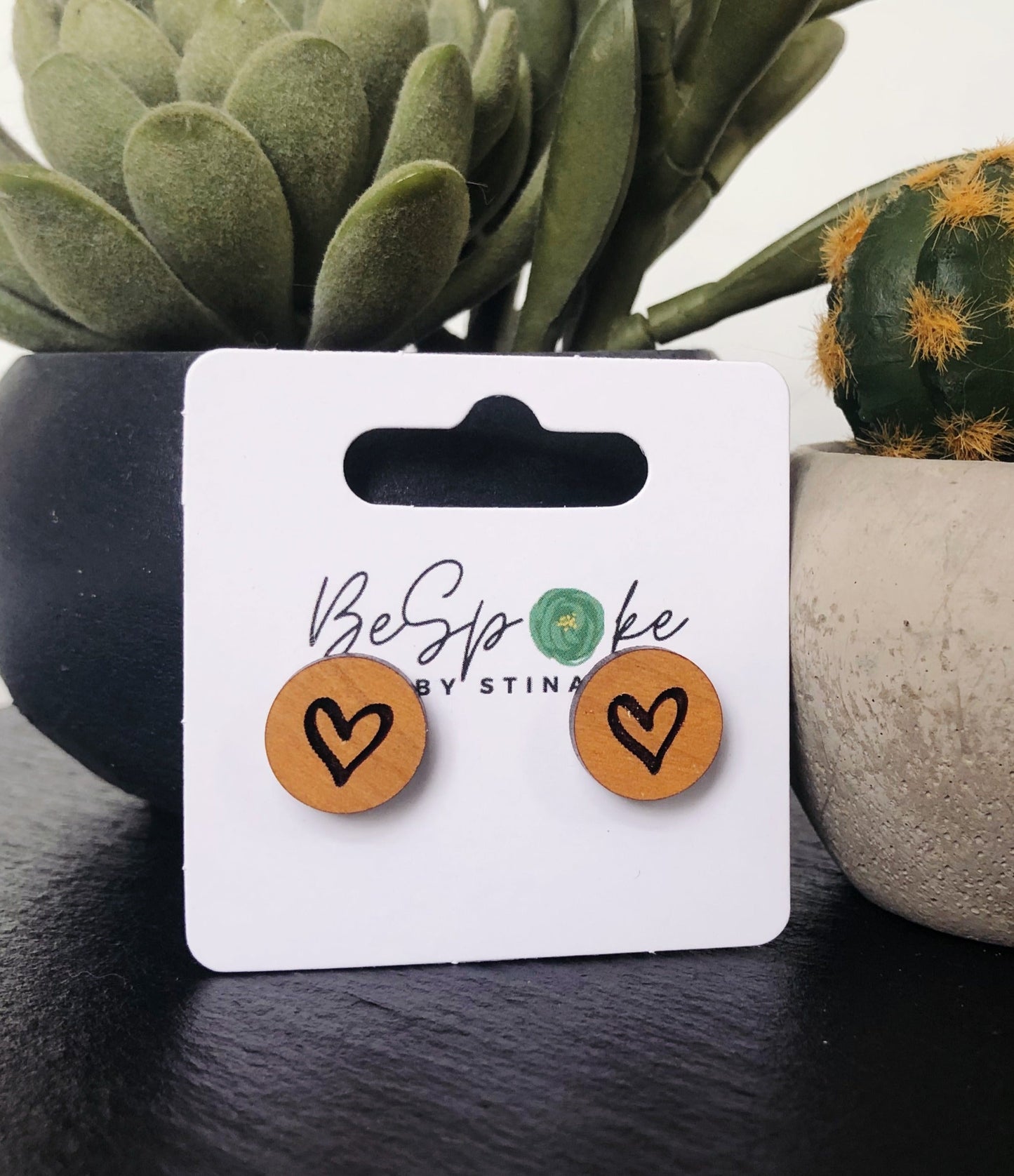 Rachel Engraved Heart Studs