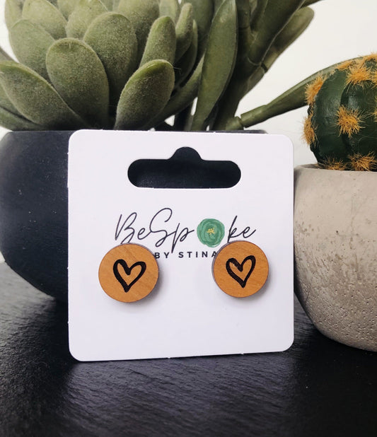 Rachel Engraved Heart Studs