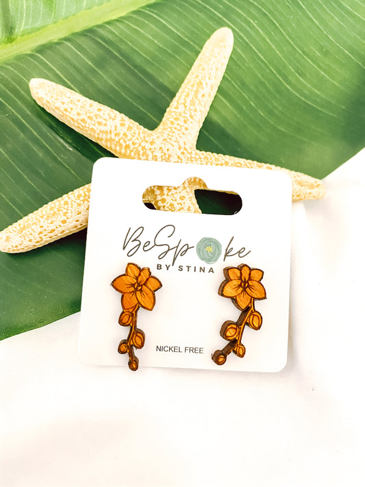 Marielle Hibiscus Flower Stud Earring Crawlers