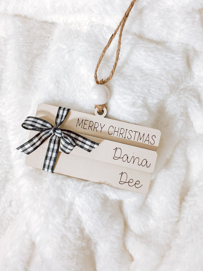 Personalized Custom Book Stack Christmas Holiday Ornament